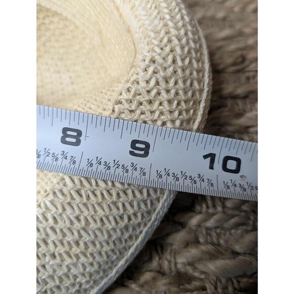 Mens World Cup Fedora Straw Hat Beige Brown Headband Size S - Picture 9 of 9